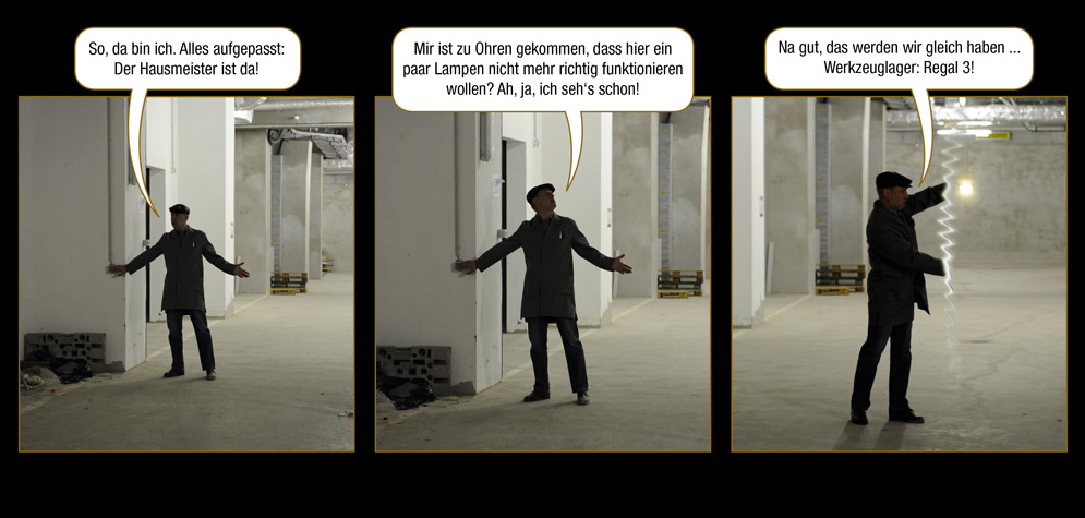 Episode 8, Seite 1: Seit der Drohung des Witteners sind ein paar Tage vergangen. Die Eröffnung des U-Turms steht kurz bevor. / Der Nordstadt-Barde: K„Jeder muss mal Wache schieben – auch Du, Barde. Blablabla ...“ Als ob ich nichts besseres zu tun hätte ... Fehlt eigentlich nur noch eins, um mein Glück perfekt zu machen ...